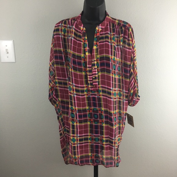 ivy jane Tops - Ivy Jane Plaid Dolman Sleeve Tunic